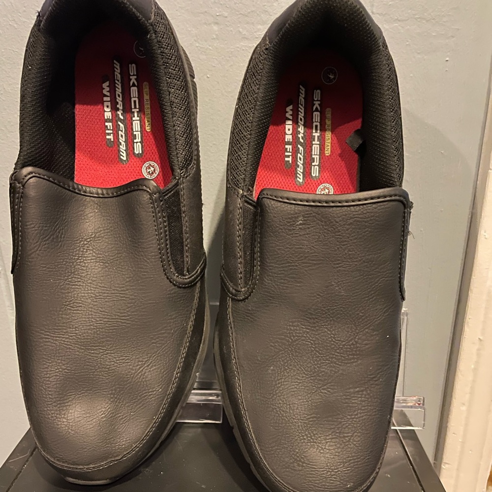 Skechers Men’s Nampa Groton SR Wide Width Slip on Sneaker Size 12 Color Black